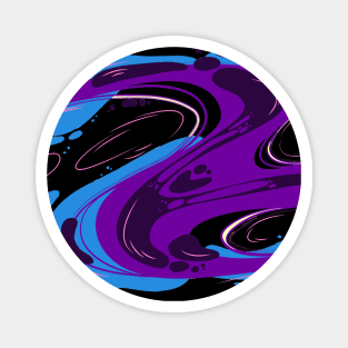 Fluid Blue & Purple Ink Abstract Magnet